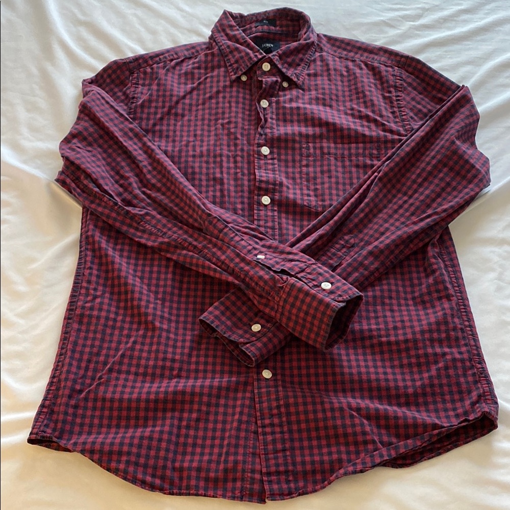 J. Crew Men's Slim Red Checkered Shirt